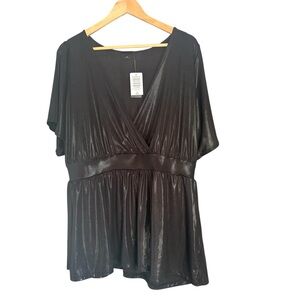 NWT Torrid Black Metallic Flutter Surplus Babydoll Tunic Top 2 2XL 18-20 Club